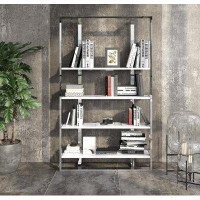 VIG Furniture Ajah 78.75" H x 47.5" W Stainless Steel Standard Bookcase