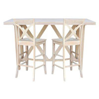 Gracie Oaks Anfriede 2 - Person Bar Height Rubberwood Solid Wood Dining Set