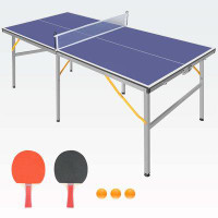 WOBON 6ft Table Tennis Table Foldablewith Net,2 Table Tennis Paddles and 3 Balls