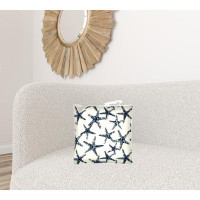 East Urban Home 17" X 17" Navy Blue And White Starfish Zippered Coastal Throw Indoor Outdoor Pillow