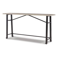 Benjara Xin 72 Inch Counter Height Table, Sturdy Metal Hardware, Rich Brown Surface