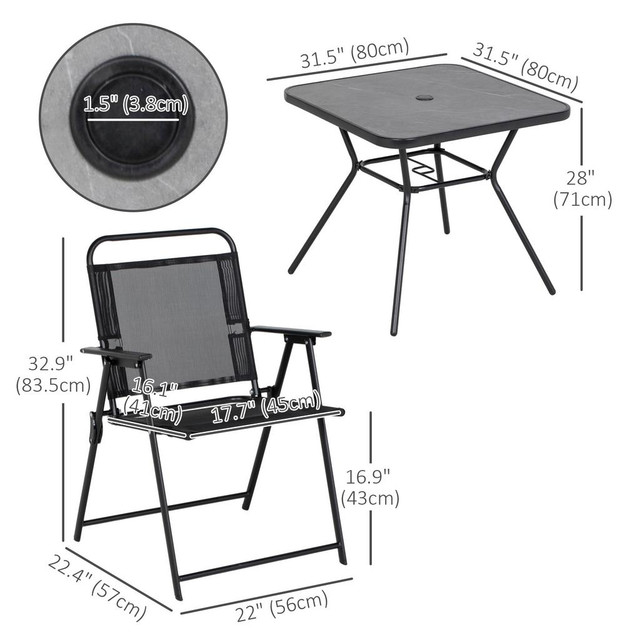 Patio Table Set 31.5" x 31.5" x 28" Black in Patio & Garden Furniture - Image 3