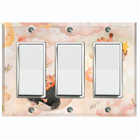 WorldAcc Metal Light Switch Plate Outlet Cover (Cute Nursery Whale Rabbit Cloud Orange - Single Toggle)