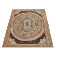 Rug & Kilim Antique Hooked Rug In Brown, With Floral Patterns, From Rug & Kilim