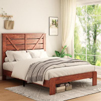 Millwood Pines Bed Frame, Wood Platform Bed Frame,Noise Free,Large Under Bed Storage