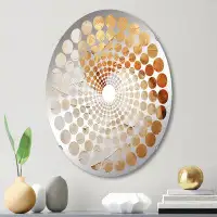 East Urban Home Gold Beige Spiral Poteries - Radial Dot Decorative Mirror MIR106135 O