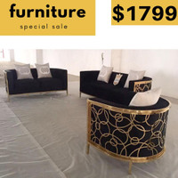 Black and Gold Sofa Set on Special Offer !! Cash on Delivery !!