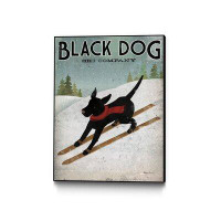 Made in Canada - Clicart 'Black Dog Ski' by Ryan Fowler - Picture Frame Graphic Art Print on Paper