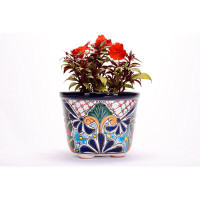 Evergreen Enterprises, Inc 10" Floral Talavera Ceramic Pot Planter