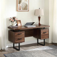 Loon Peak Home Office Computer Desk With Drawers/Hanging Letter-Size Files,Writing Study Table With Drawers