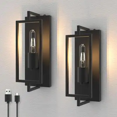 17 Stories Battery Operated Wall Sconce Set of 2, Rechargeable Wall Lamp ,  Cordless Wall Light Fixtures