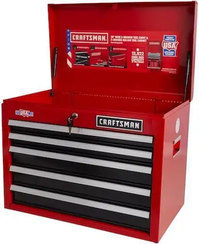 The same Craftsman 26" wide 5-drawer tool chest sells for $379 at a Big Box store! SOLID DOUBLE WALL...