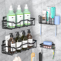 Rebrilliant Shower Caddy 4 Pack, Self Adhesive Shower Shelves, Rustproof Large Capacity Bathroom Shower Organizer