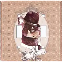 WorldAcc Metal Light Switch Plate Outlet Cover (Tuxedo Fancy Chihuahua Dog Plaid Beige Frame - Single Toggle)