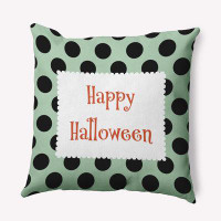 The Holiday Aisle® Halloween Happy Halloween Dots Indoor/Outdoor Throw Pillow