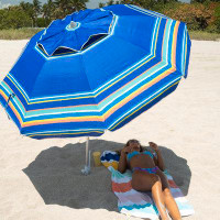 Textiles Hub 7Ft Heavy Duty High Wind Beach Umbrella Parasols With Sand Anchor & Tilt Sun Shelter, UV 50+ Protection Out