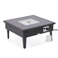 Latitude Run® Latitude Run® Walbrooke Modern Black Square Patio Fire Pit Table With Wind Guard — Outdoor Tables & Table