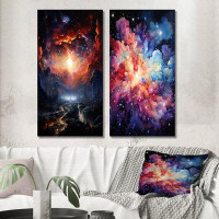 Latitude Run® Galaxy Celestial Fireworks - Wall Art Set Of 2 - Galaxies Printed Wall Art For Living Room Decor