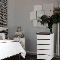 Ebern Designs Tall White Dresser For Bedroom,  5 Drawer Dresser With Drawers