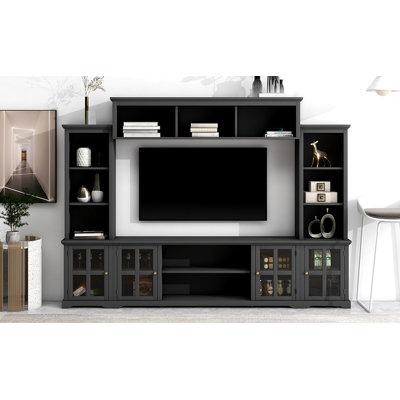 Red Barrel Studio Sasheer Minimalism Entertainment Wall Unit with Bridge, Modern TV Console Table for TVs up to 70" in TV Tables & Entertainment Units