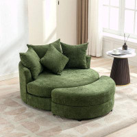 Wildon Home® 360° Swivel Accent Barrel Chair with Storage Ottoman & 4 Pillows