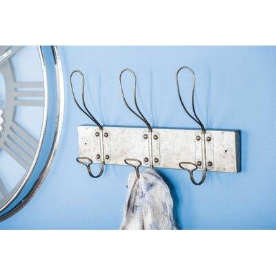 Williston Forge Industrial 11 x 18 inch grey iron wire rectangular wall hook rack in Other