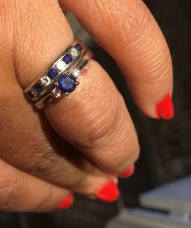 Brand New Natural Diamonds and Sapphire in 14K white gold Bridal Set (Engagement ring+wedding band) Size 5 in Jewellery & Watches in Markham / York Region - Image 3
