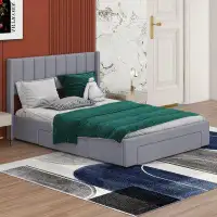 Latitude Run® Bonito Queen Size Upholstered Platform Bed with Drawer