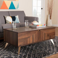 Wrought Studio Baxton Studio Graceland Mid-Century Modern Transitional Walnut Brown Finished Wood 2-Drawer Coffee Table