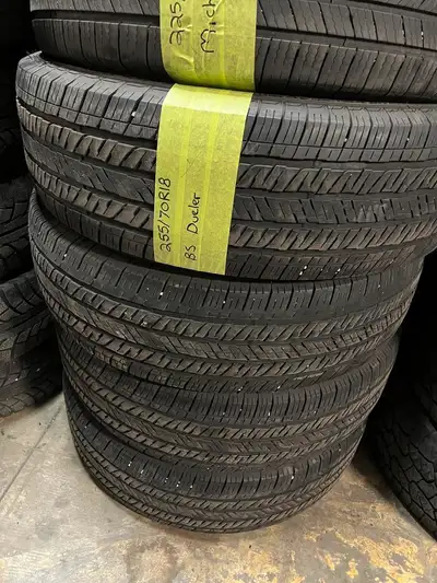 255 70 18 4 Bridgestone Dueler A/T Used A/S Tires With 80% Tread Left