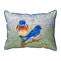 East Urban Home Two Blue Birds Indoor/Outdoor Pillow