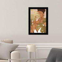 Oliver Gal Oliver Gal Glam Woman Behind Golden Plants Framed Canvas Art Print For Bedroom