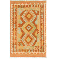 Isabelline One-of-a-Kind Elland Hand-Knotted New Age Red/Beige 3'3" x 5' Wool Area Rug