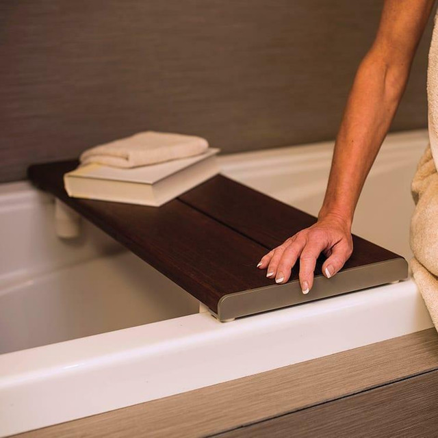 The Ultimate Relaxation Accessory—Bath Bench 2 Sizes (30 and 35) 3 Wood Stains (Ash, Honey & Walnut)  6 Frame Finishes in Plumbing, Sinks, Toilets & Showers
