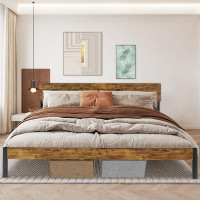 Millwood Pines Sophronia Heavy Duty Bed Frame with Headboard and Footboard, No Box Spring Needed, No Noise, Easy Assembl