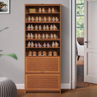 MoNiBloom 10 Tiers Shoe Rack Cabinet, 40 Pairs Sneakers Heels Storage Shoes Bamboo Stand for Entryway Hallway