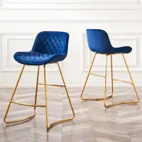 Everly Quinn Primrosa Gold Bar Stools, Bar Chairs with Velvet Upholstered, Stools for Kitchen Counter