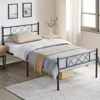 Latitude Run® Twin Size Traditional Powder Coated Slatted Metal Platform Bed