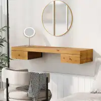 Red Barrel Studio 47.2" Wall-Mounted Vanity Desk, Floating Vanity Shelf With Drawers, Dressing Table With Wooden Sticker