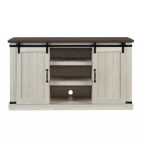Gracie Oaks Classic Farmhouse Media TV Stand Transitional Entertainment Console For TV Up To 60" With Sliding Doors And