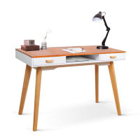 Ebern Designs Wooden Writing Desk Computer Table with Solid Wood Top Panel