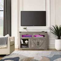 Gracie Oaks TV Cabinet, Modern LED TV Cabinet With Storage Drawers
