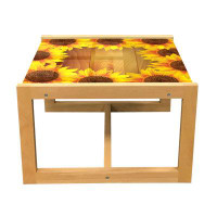 East Urban Home East Urban Home Sunflower Coffee Table, Sunflower Arranged In A Circle On A Wooden Background Flower Fra