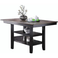 Red Barrel Studio 1pc Cunter Height Dining Table Dark Coffee Finish Kitchen Breakfast Dining Table w 2x Storage Shelve