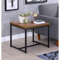 17 Stories End Table In Weathered Oak & Black_19" H x 22" W x 19" D