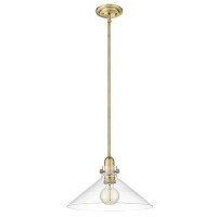 Breakwater Bay 15.25" Polished Nickel 1-Light Pendant With Clear Glass.