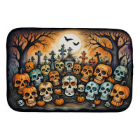 Caroline's Treasures Calaveras Sugar Skulls Spooky Halloween Dish Drying Mat