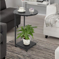 Ebern Designs C Shaped End Table,Round C Table,Snack Side Table For Sofa And Bed, Living Room
