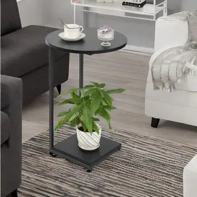 Ebern Designs C Shaped End Table,Round C Table,Snack Side Table For Sofa And Bed, Living Room