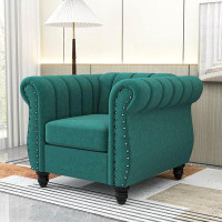 House of Hampton Jaqueal Upholstered Sofa Chair with Rolling Arms for Living Room